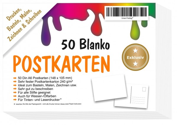 Blanko Postkarten A6 148x105mm